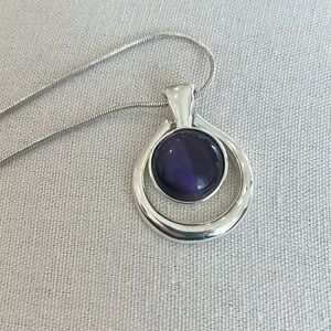 KC Purple Glass Cats Eye Pendant Necklace
